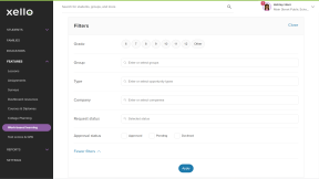 Filters modal. Filter options include grade, institution, type, company, request status, and approval status